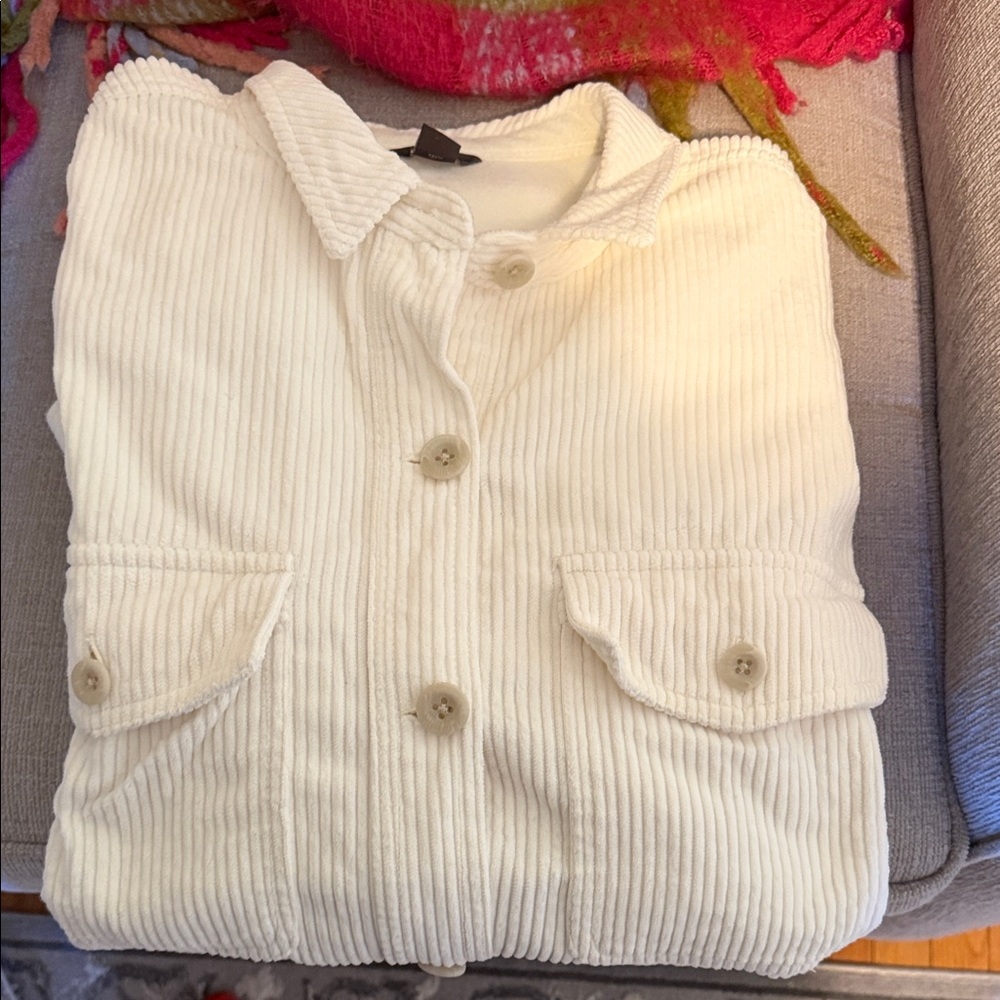 Eddie Bauer Cream Corduroy Fleece Lined Shirt-Jacket NWOT